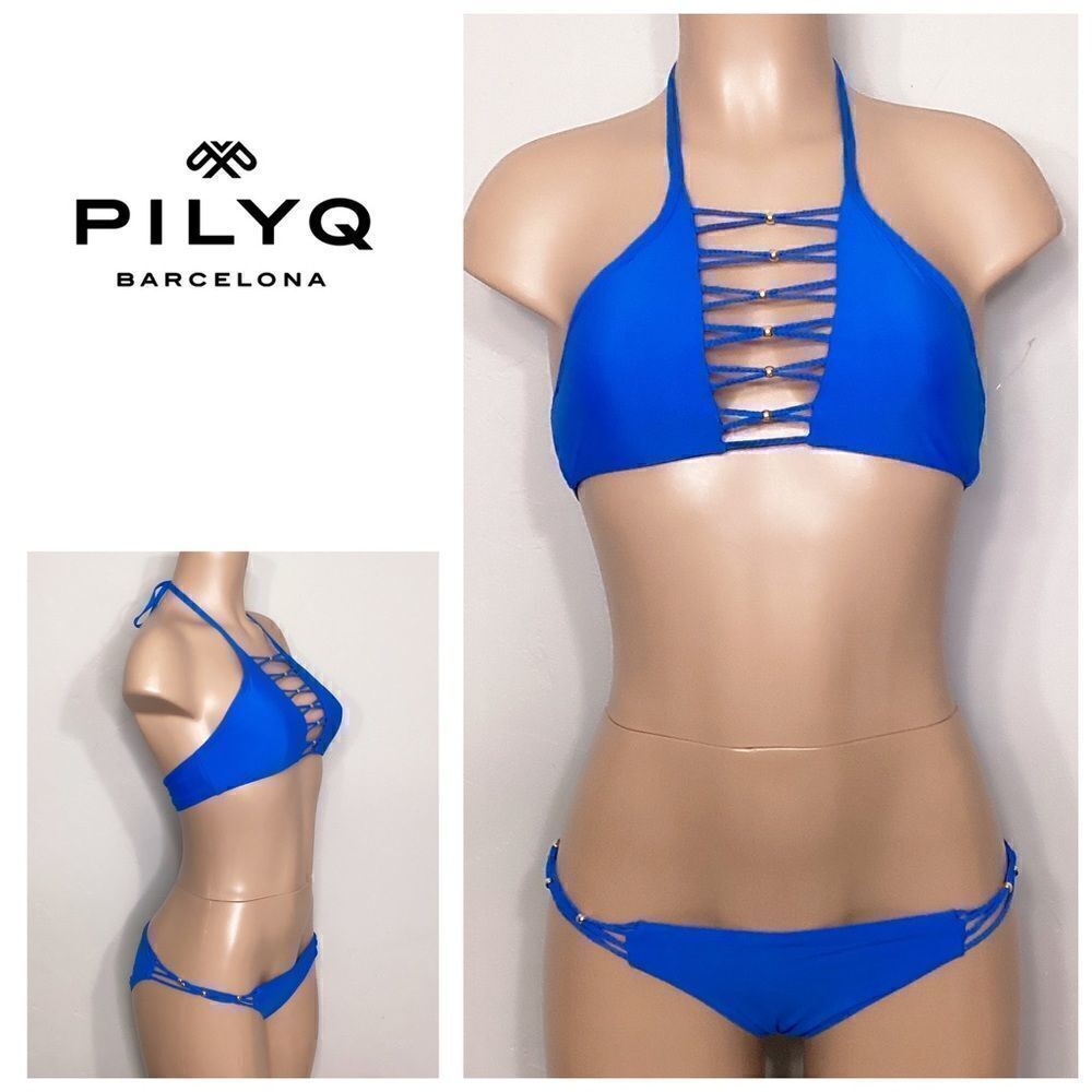 New. PILYQ Bali blue braided bikini set. Small